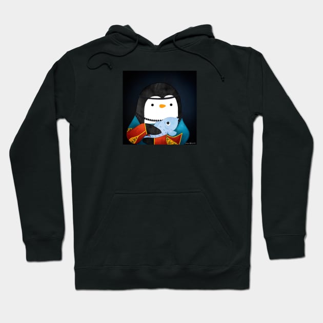 Penguin Lady with a Fish Art Series Hoodie by thepenguinsfamily